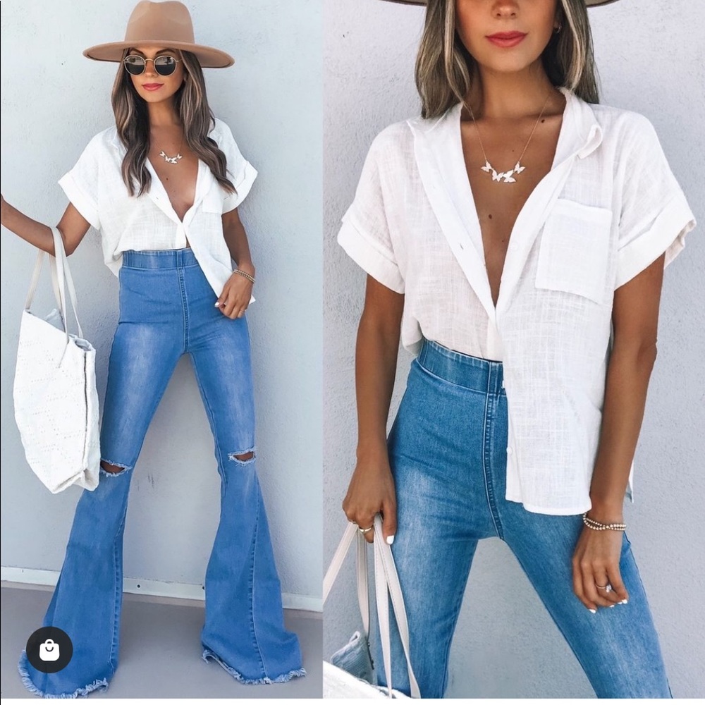 VICI Up+Above Distressed Bell Bottom Jeans